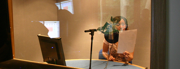 Recording booth, sound-proofed, voice over recordings